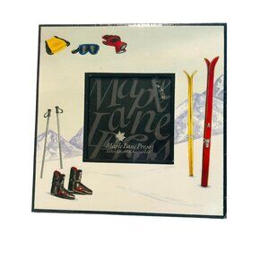 Maple Lane Press Snow Skiing Picture Frame NEW Sealed Cardboard Winter 7X7 Inch